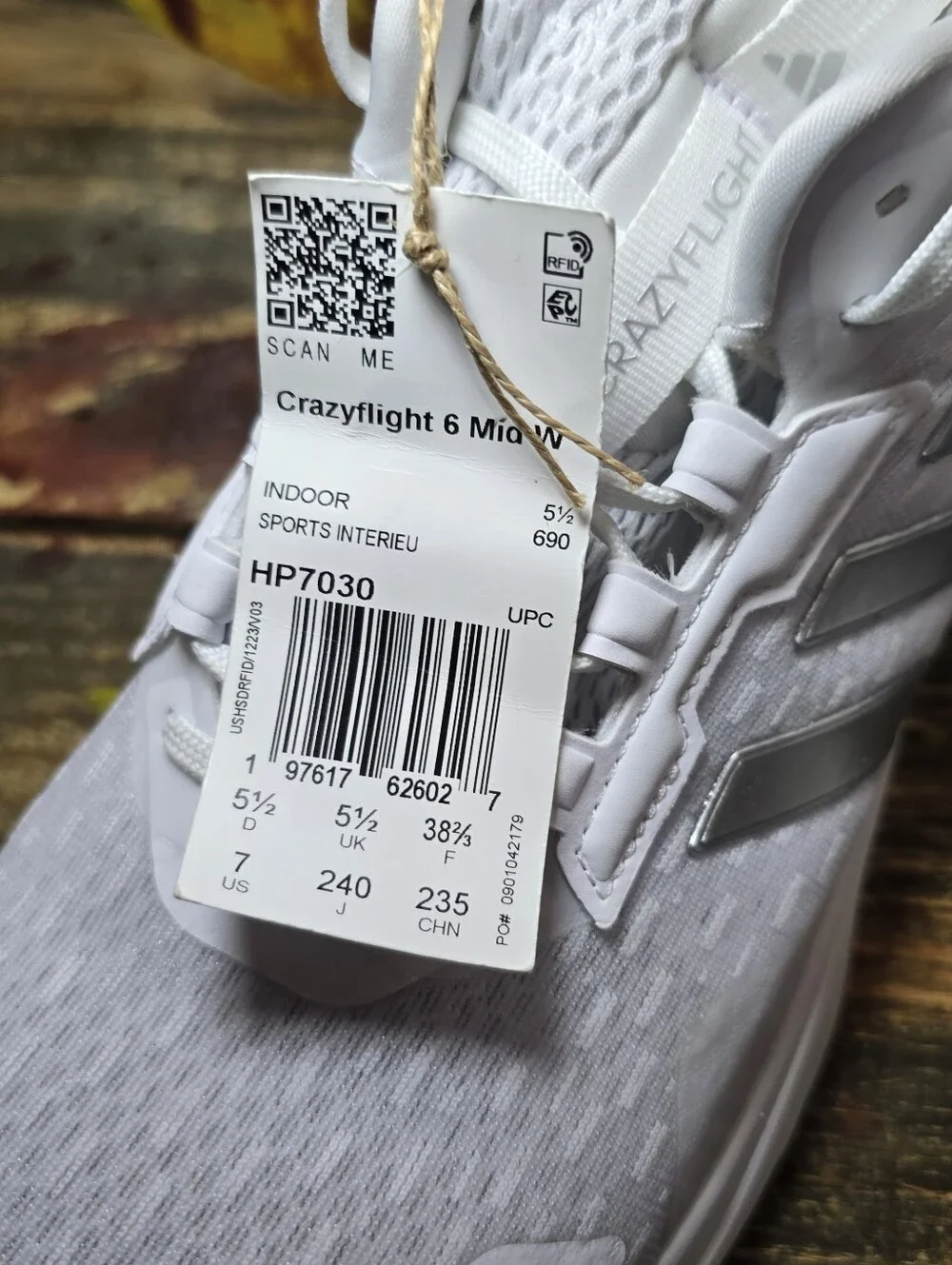 Adidas Crazyflight 6 Mid White Silver HP7030 Volleyball Shoes Womens Size 7,8,9